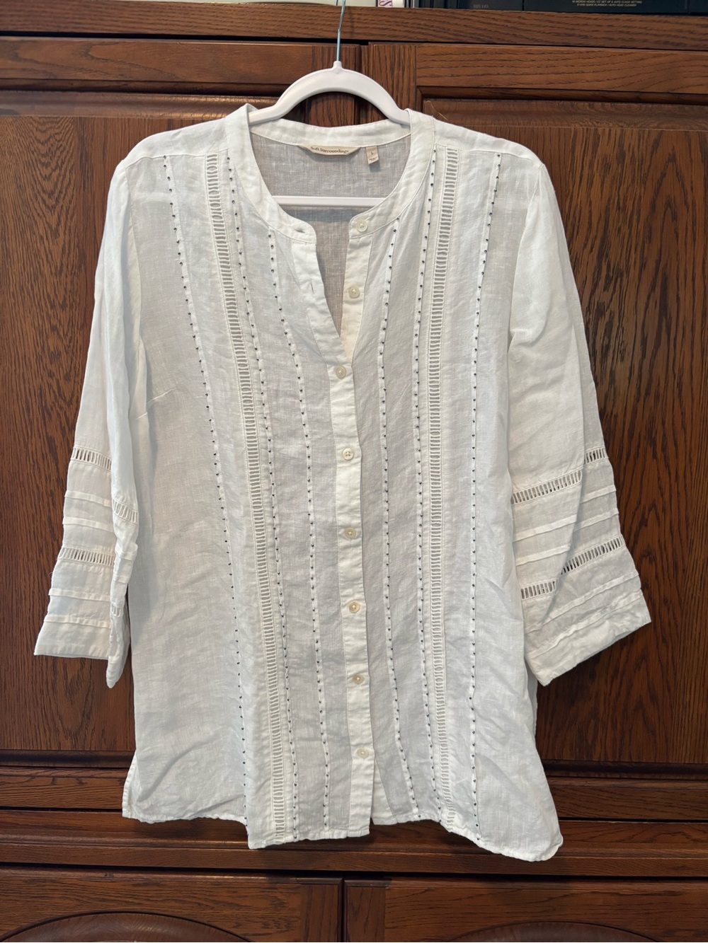 Soft Surroundings White Linen shirt blouse. Size L